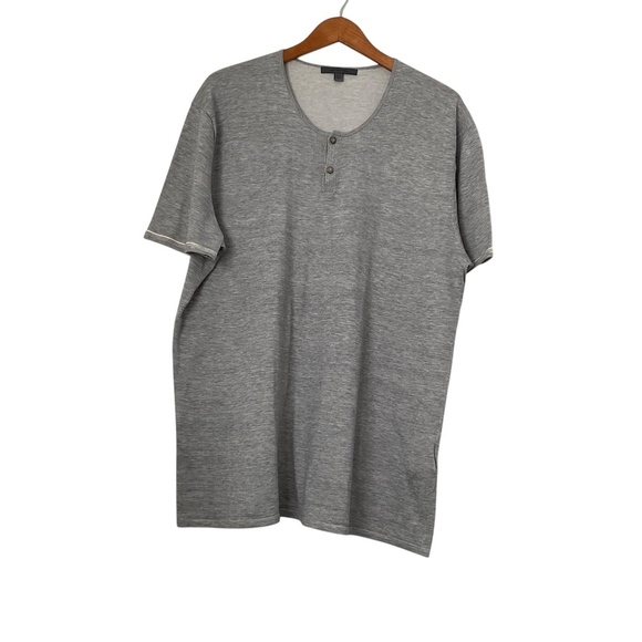 John Varvatos Henley T-Shirt 2XL Gray Knit Silk Blend Preppy Old Money Hamptons - Picture 1 of 7